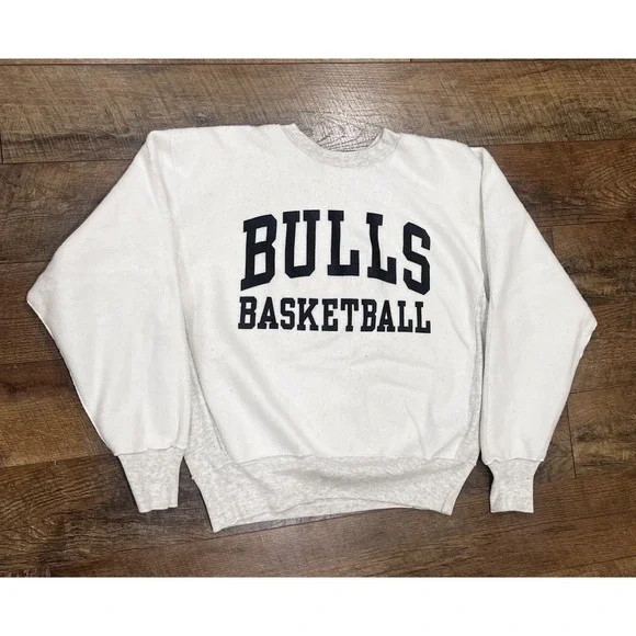 Vintage 80s 90s Chicago Bulls Reversible Crewneck Sweatshirt Grey‎ XL Gribble - Picture 2 of 9